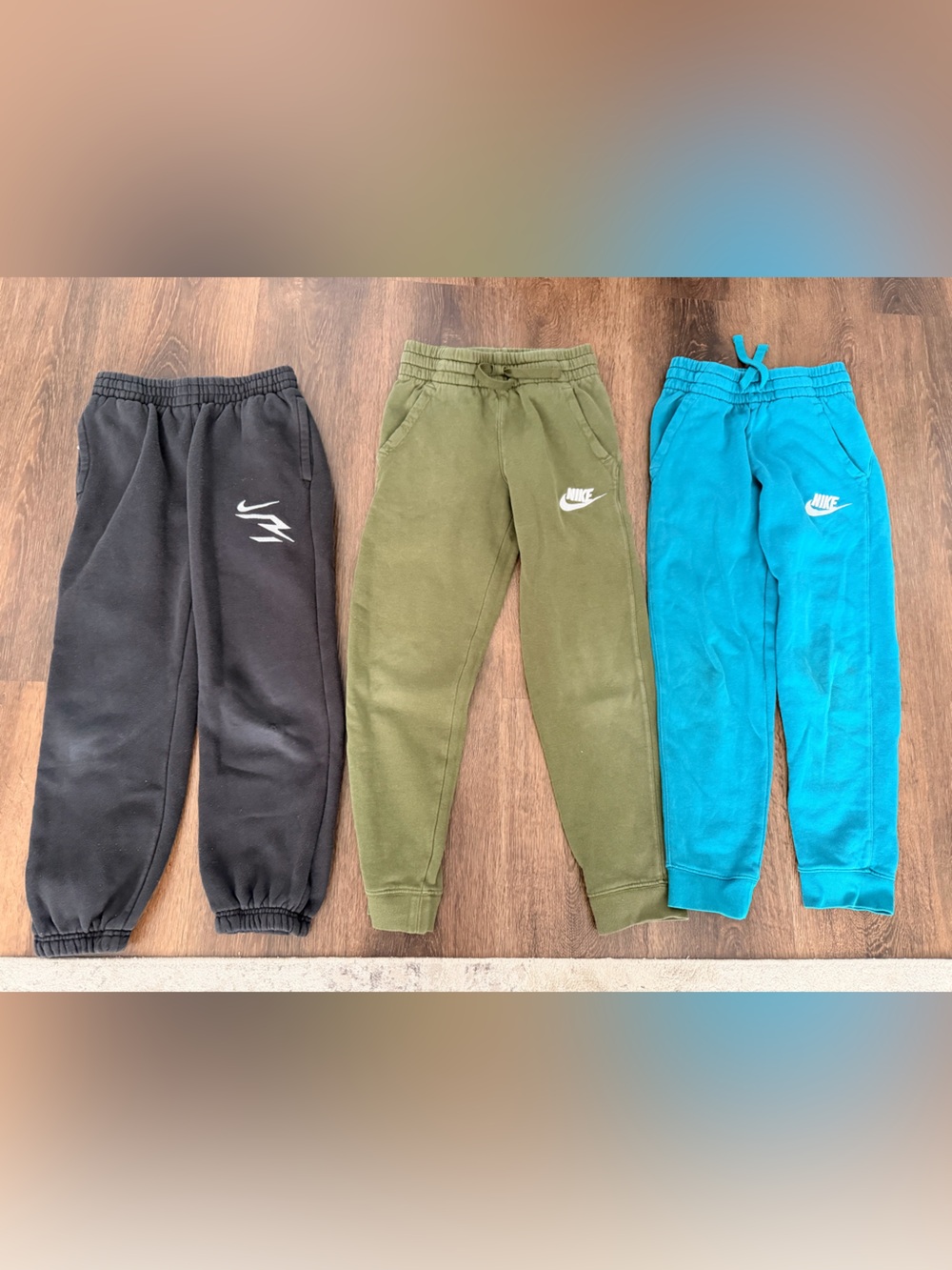 Nike Kids Black, Olive, and Teal Jogger Pants Pack